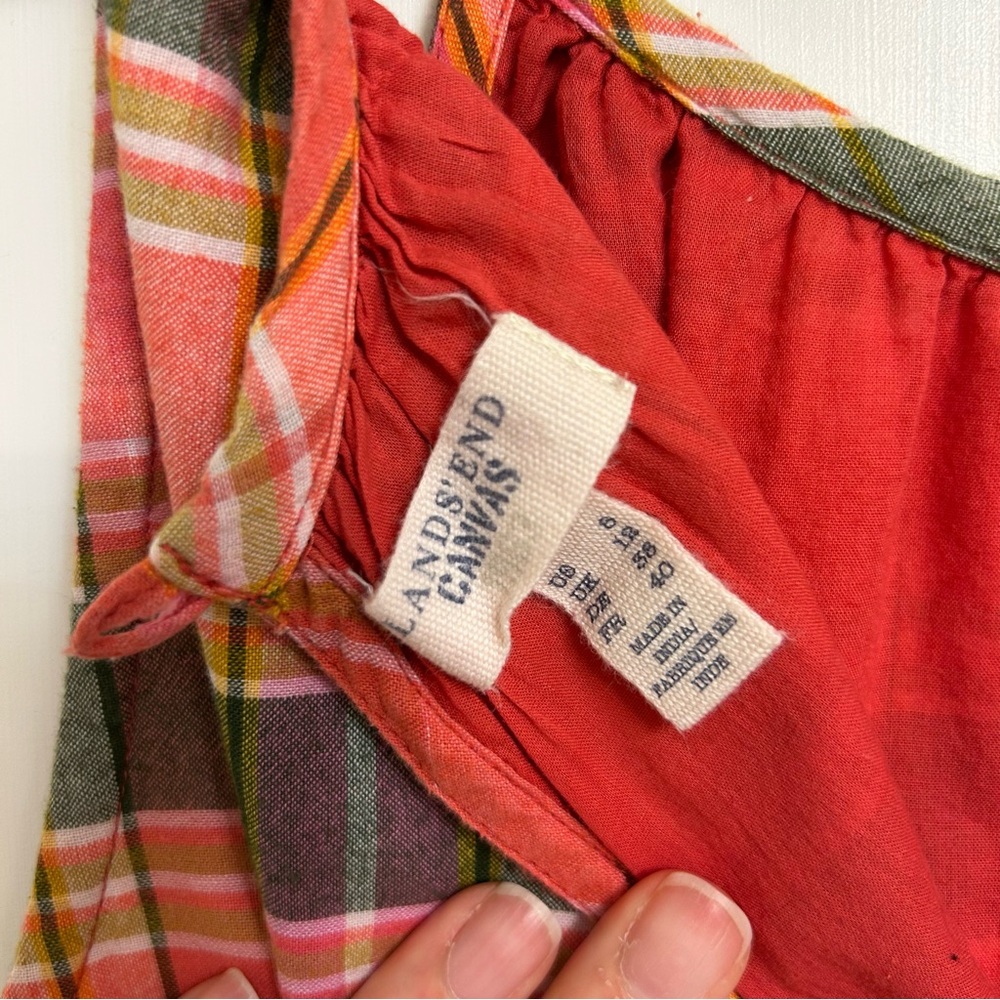 Lands' End Madras Sundress - fully lined, 100% cotton, has pockets! - Picture 5 of 14